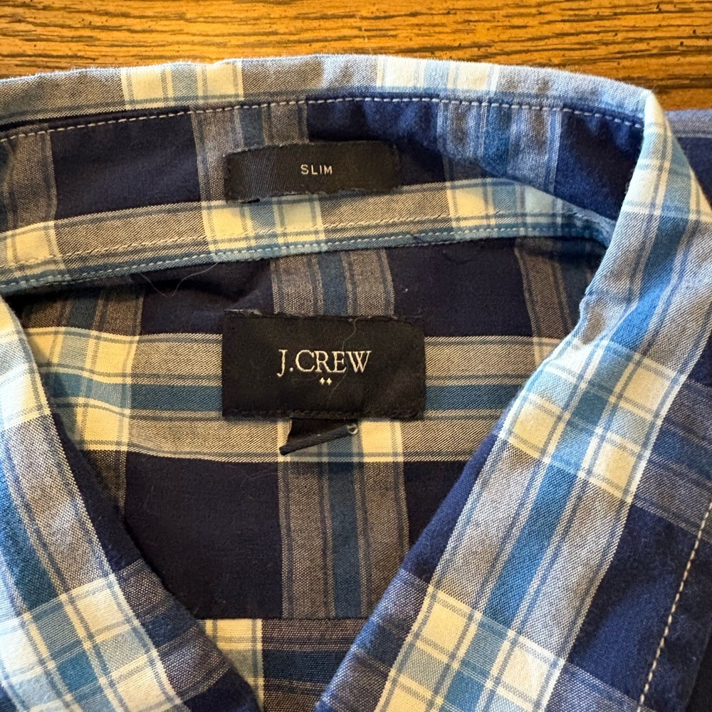 J. Crew Navy and Light Blue Checkered Shirt - Picture 2 of 3